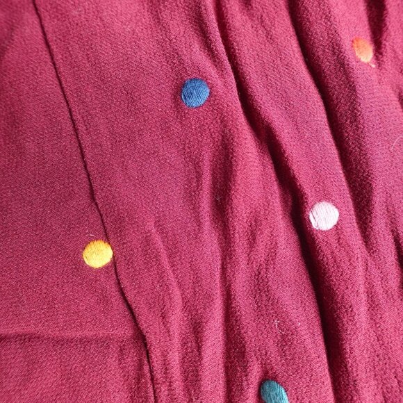 Farm Rio Womens Dress Small Red Polka Dot Embroidered Maxi Mixed Dot - Picture 7 of 13